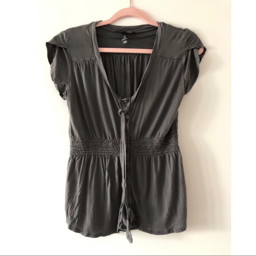 H&M Button Down Grey Top